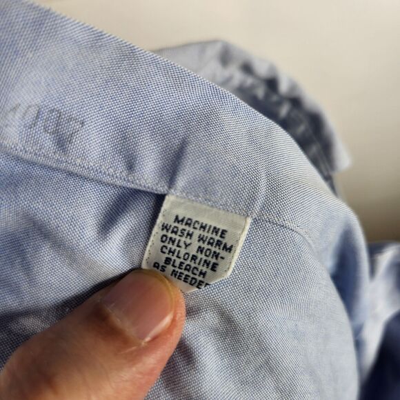 Ralph Lauren Mens Size 17-34‎ Yarmouth Cotton Button Down Oxford Shirt Blue FLAW - Picture 9 of 11